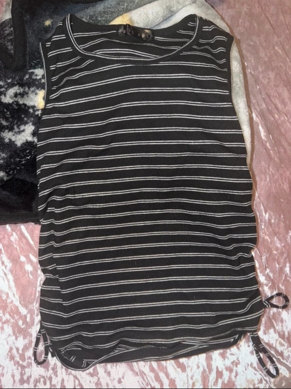 Striped Black and White Sleeveless Tank Top